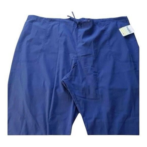Code Happy Women Mid Rise Moderate Flare Drawstring Scrub Pant 3XL Blue 46002AP - Picture 2 of 10